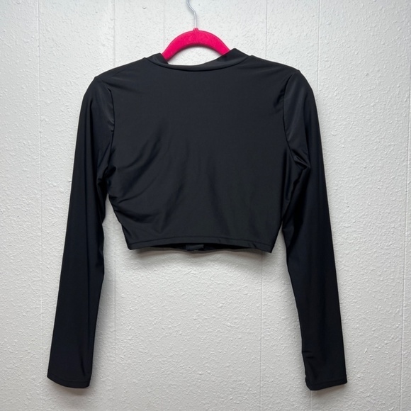 Womens Cropped Black Zip Up Top Small Coquette Chic Emo Punk Gorpcore Minimalist - Picture 4 of 9